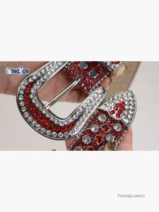 Rhinestone Studded Belt for Women, Fits Waist 27-39 Inch main image 7